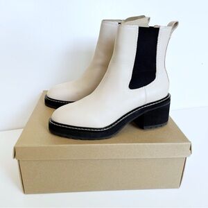 Madewell Harvest Moon Cream Chelsea Lugsole Heeled Ankle Boots Size 8 NH199